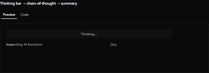 Reasoning / thinking pane preview (dark)