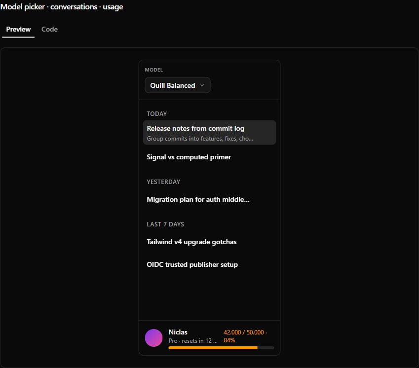 Sidebar header preview (dark)