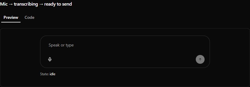 Voice input preview (dark)